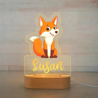 Personalised Zoo Friends Night Light Custom Name LED Lamp for Kids