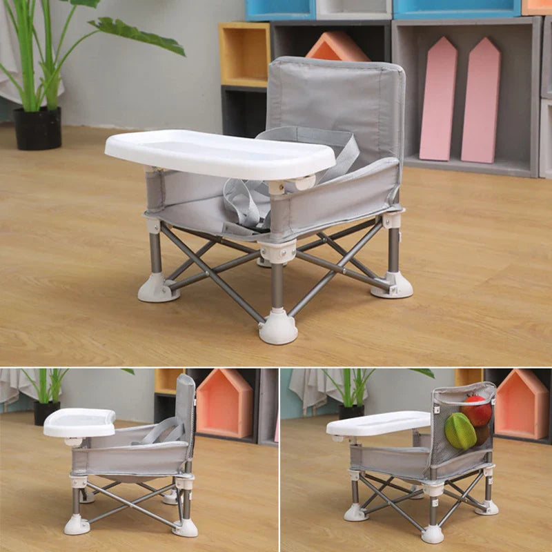 Folding Baby Camp Chair with Detachable Table | Infant High Chair for Travel, Camping, and Beach