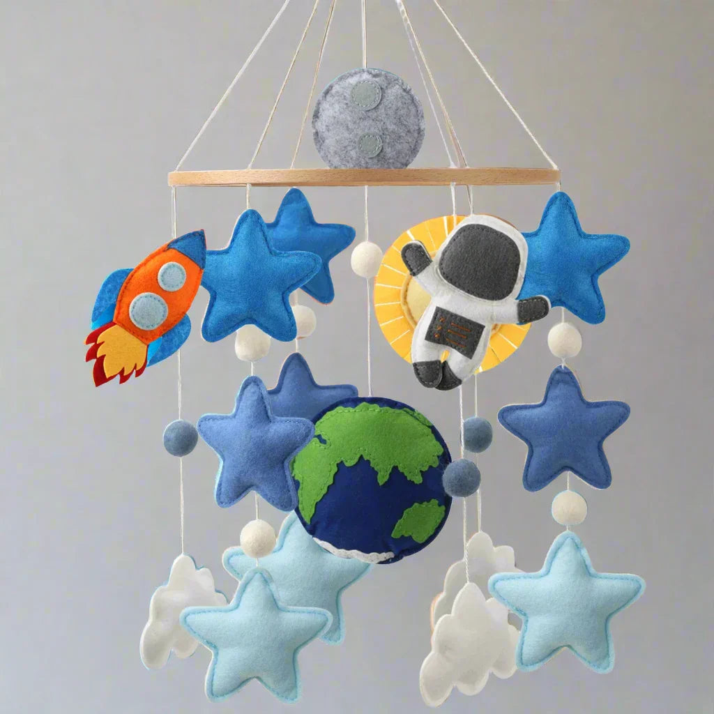 Space Baby Felt Mobile | Outer Space Adventure Astronaut & Rocket Nursery Mobile