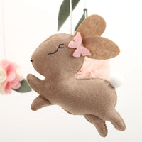 Handmade Bunny Rabbit Crib Mobile | Floral & Boho Nursery Decor | Soft Felt & Wooden