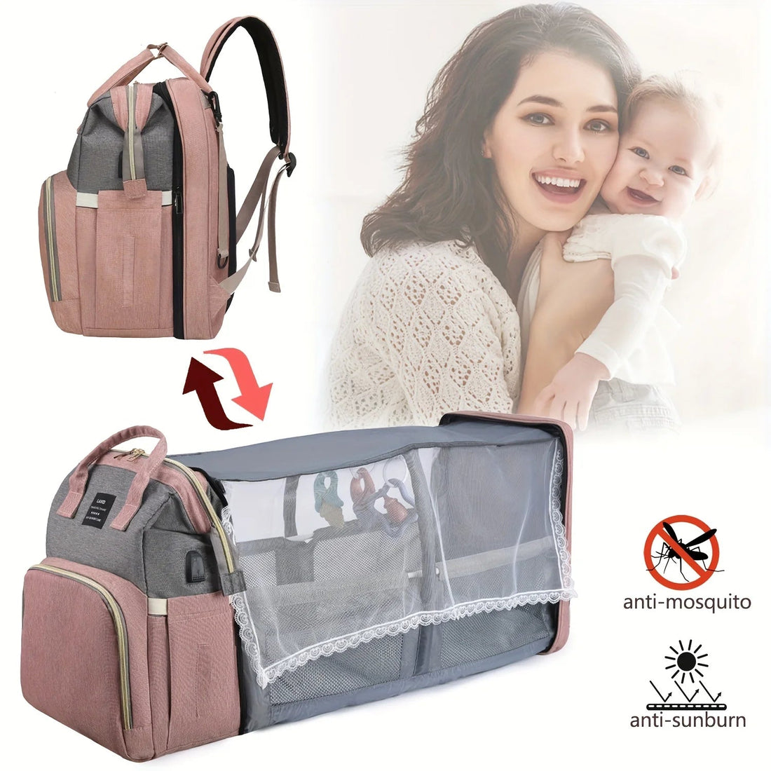 4-in-1 Mommy Backpack & Portable Crib
