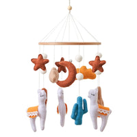 Handmade Alpaca Crib Mobile | Boho Nursery Hanging Decor | Soft Felt & Natural Wood