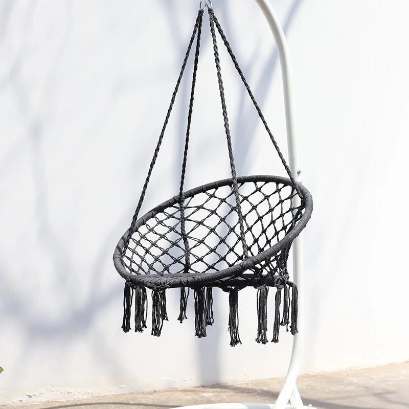 Hammock Hanging Swinging Chair,Hanging Cotton Rope Swing Chairs with Cushion and Hardware Kits, Hanging Chairs for Indoor Balcony and Outdoor Use,Perfect for Kids, Adults, (330 Lbs)