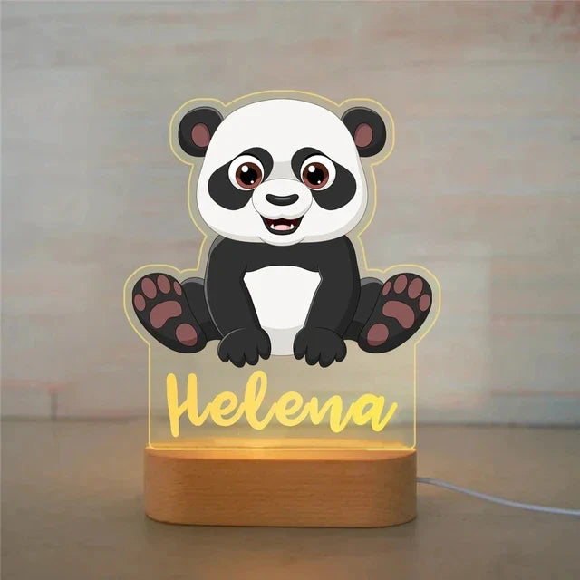 Personalised Zoo Friends Night Light Custom Name LED Lamp for Kids