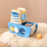 5-in-1 Multi-Activity Wooden Boat Busy Cube | Montessori-Inspired Educational Toy