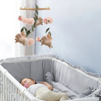 Handmade Bunny Rabbit Crib Mobile | Floral & Boho Nursery Decor | Soft Felt & Wooden