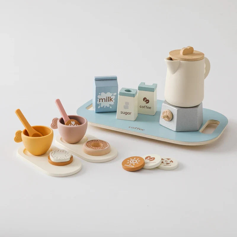 Baby Wooden Coffee & Afternoon Tea Set Toy | 18pcs Set