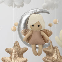 Fairy on the Moon Baby Mobile with Unicorn & Bunny Balloons | Nursery Crib Hanging Decor