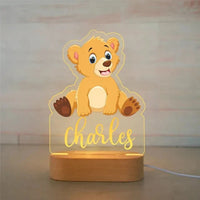 Personalised Zoo Friends Night Light Custom Name LED Lamp for Kids