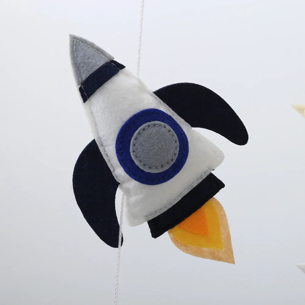 Space Nursery Mobile | Solar System Baby Crib Mobile with Felt Astronaut & Spaceship | Perfect Baby Shower Gift