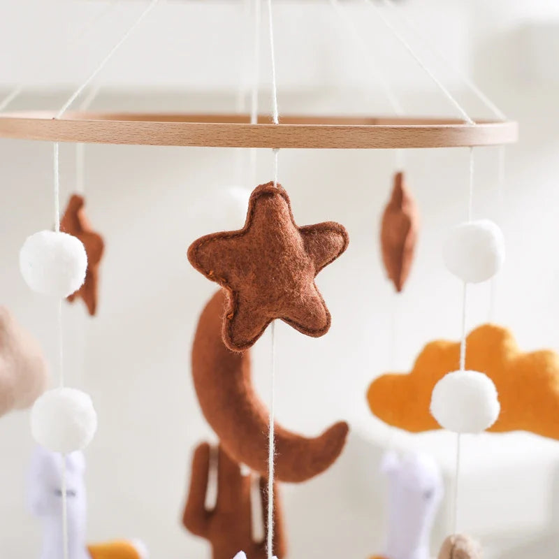 Handmade Alpaca Crib Mobile | Boho Nursery Hanging Decor | Soft Felt & Natural Wood