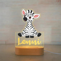 Personalised Zoo Friends Night Light Custom Name LED Lamp for Kids
