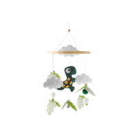 Handmade Tyrannosaurus Rex Dinosaur Crib Mobile Nursery Decor | Soft Felt & Natural Wood