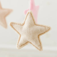 Bear Cuddling the Moon & Night Sky Felt Nursery Mobile