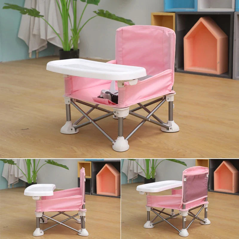 Folding Baby Camp Chair with Detachable Table | Infant High Chair for Travel, Camping, and Beach