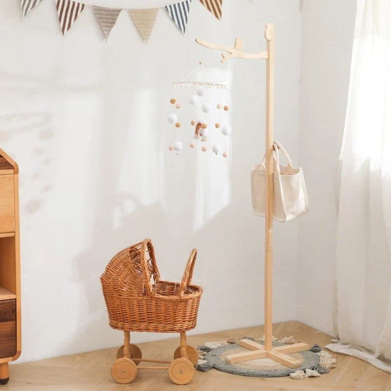 Elegant Wooden Cot Arm for Nursery Mobiles - Floor Stand Design