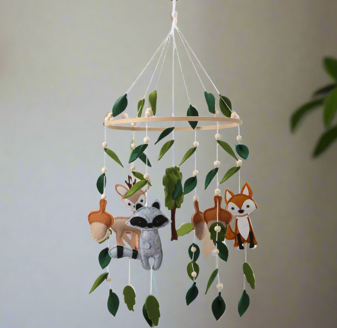 Woodland Felt Baby Nursery Mobile - Forest Animals Crib Cot Mobile