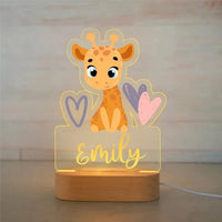 Personalised Zoo Friends Night Light Custom Name LED Lamp for Kids