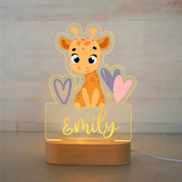 Personalised Zoo Friends Night Light Custom Name LED Lamp for Kids