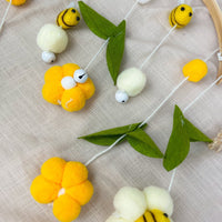 Baby Bee Nursery Mobile with Plush Bees and Flowers