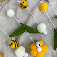 Baby Bee Nursery Mobile with Plush Bees and Flowers