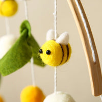 Baby Bee Nursery Mobile with Plush Bees and Flowers