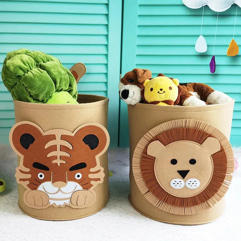 Charming Nordic-Inspired Felt Animal Toy Storage Basket