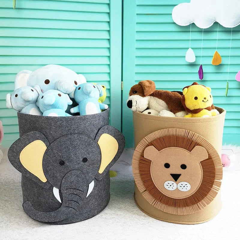 Charming Nordic-Inspired Felt Animal Toy Storage Basket
