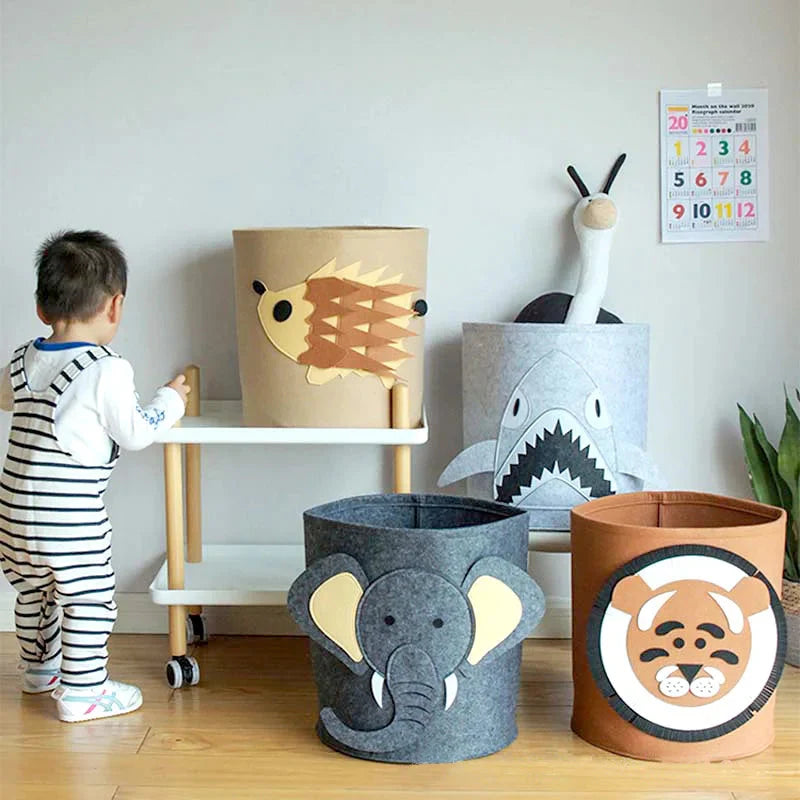 Charming Nordic-Inspired Felt Animal Toy Storage Basket