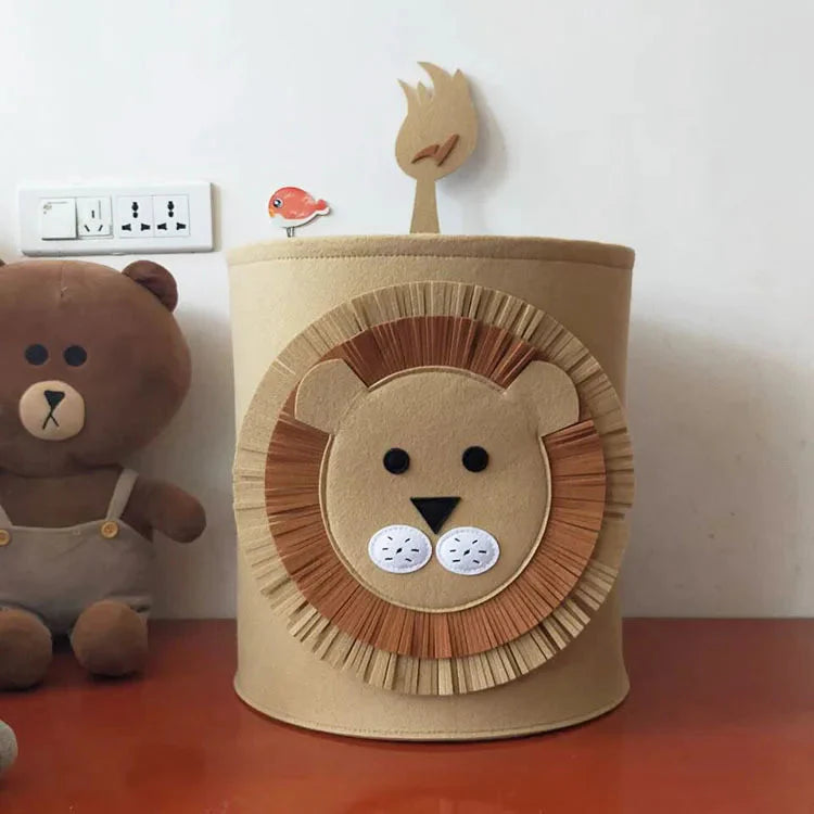 Charming Nordic-Inspired Felt Animal Toy Storage Basket