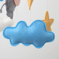 Handmade Baby Elephant Nursery Mobile with Balloons - Luxury Baby Gift
