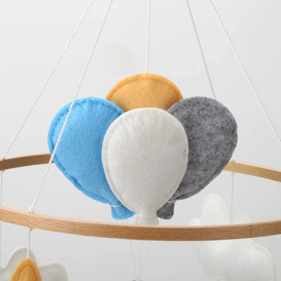 Handmade Baby Elephant Nursery Mobile with Balloons - Luxury Baby Gift