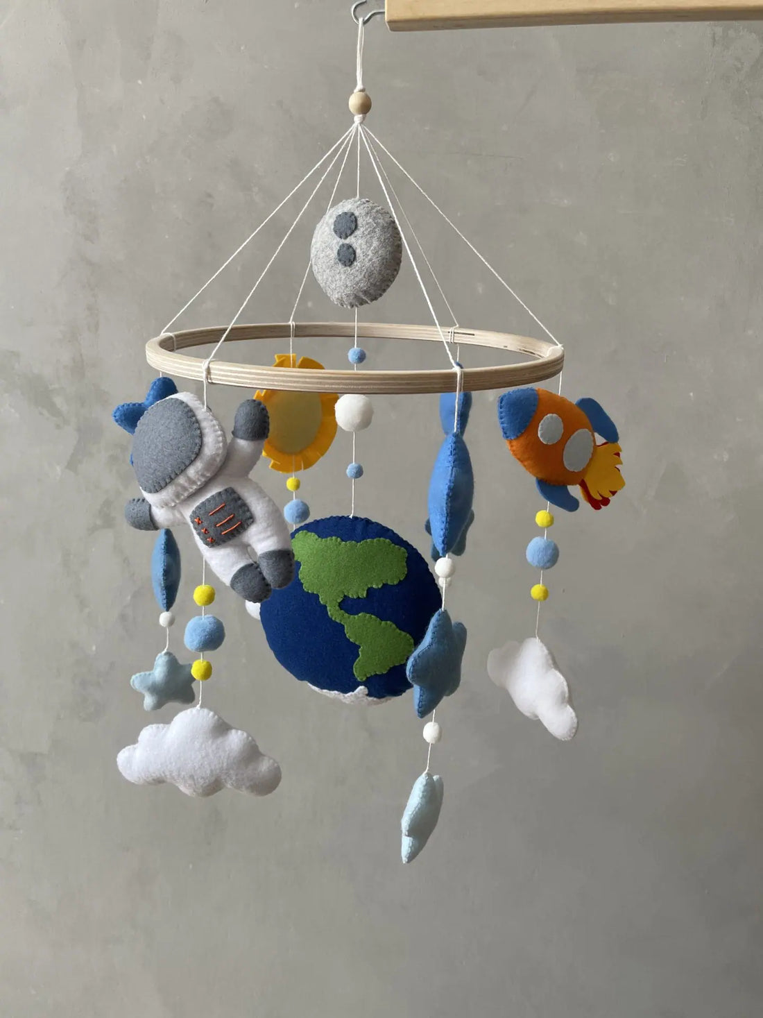 Space Baby Felt Mobile | Outer Space Adventure Astronaut & Rocket Nursery Mobile