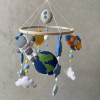 Space Baby Felt Mobile | Outer Space Adventure Astronaut & Rocket Nursery Mobile