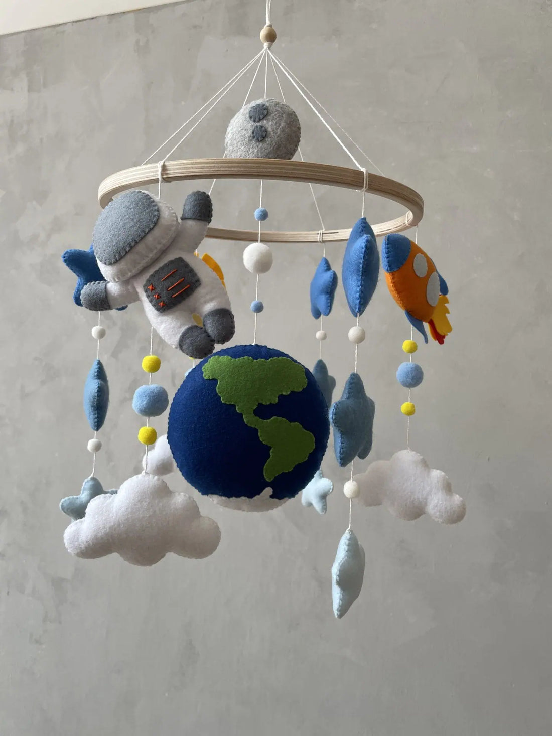 Space Baby Felt Mobile | Outer Space Adventure Astronaut & Rocket Nursery Mobile