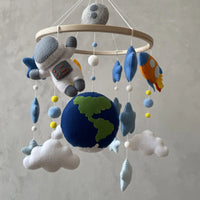 Space Baby Felt Mobile | Outer Space Adventure Astronaut & Rocket Nursery Mobile