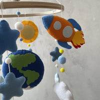 Space Baby Felt Mobile | Outer Space Adventure Astronaut & Rocket Nursery Mobile
