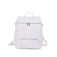 Luxury Vegan Leather Diaper Bag - Quilted Design with large capacity and accessories.