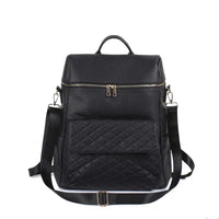 Luxury Vegan Leather Diaper Bag - Quilted Design with large capacity and accessories.