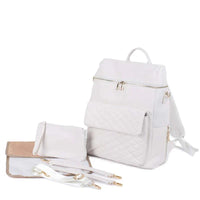 Luxury Vegan Leather Diaper Bag - Quilted Design with large capacity and accessories.