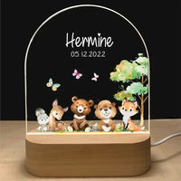 Personalised Acrylic LED Night Light - Forrest Friends and Butterflies