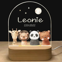 Personalised Acrylic LED Night Light - Friends from the Zoo