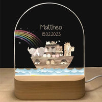 Personalised Acrylic LED Night Light - Noah's Ark of Animals