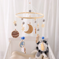 Cosmic Explorer Nursery Mobile with Wooden Space Figures