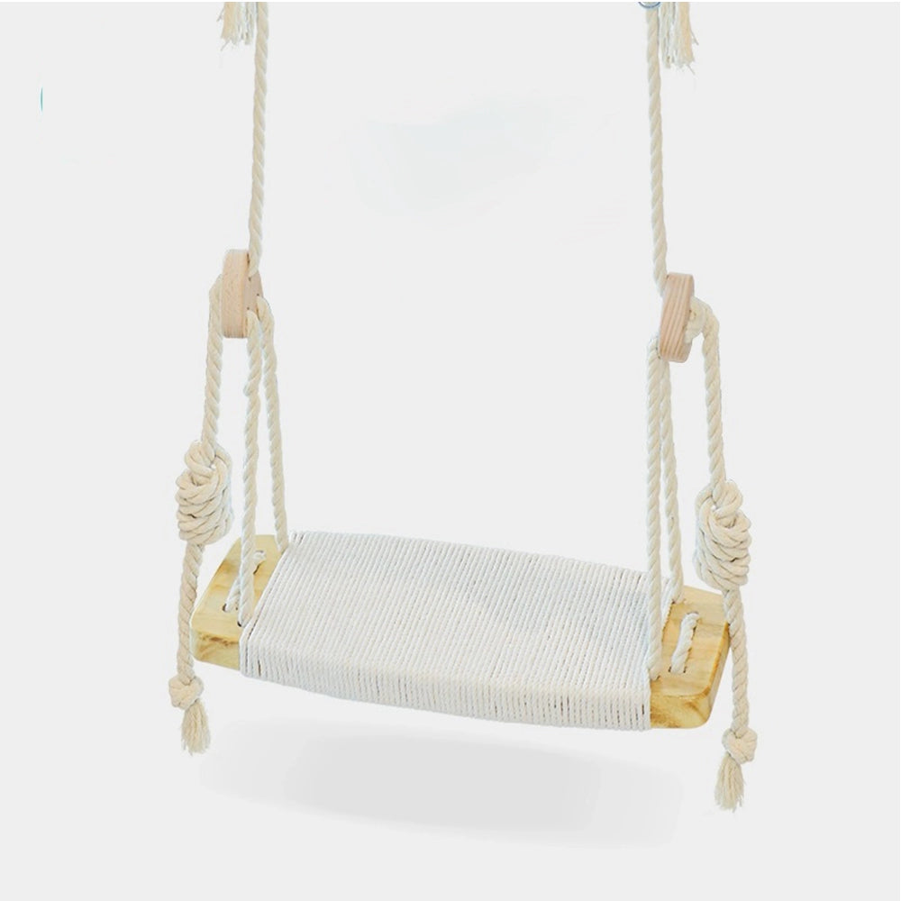 Indoor And Outdoor Solid Wood Children's Swing With Installation Accessories