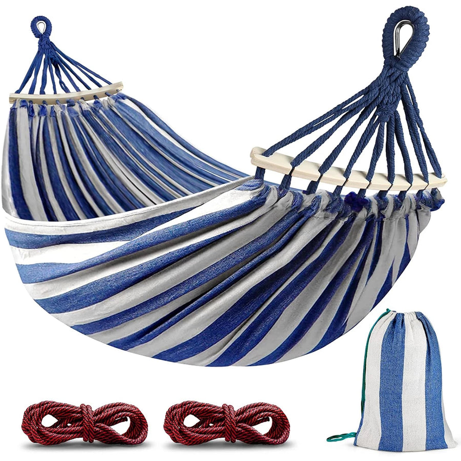 Hammocks Portable Camping Hammock Upgraded 550lb Comfortable Fabric Hammock with Two Anti Roll Balance Beam