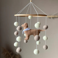 Dog mobile for nursery, golden retriever dog baby mobile Labrador , gender neutral mobile, Puppy cot mobile felt, Felt ball mobile crib