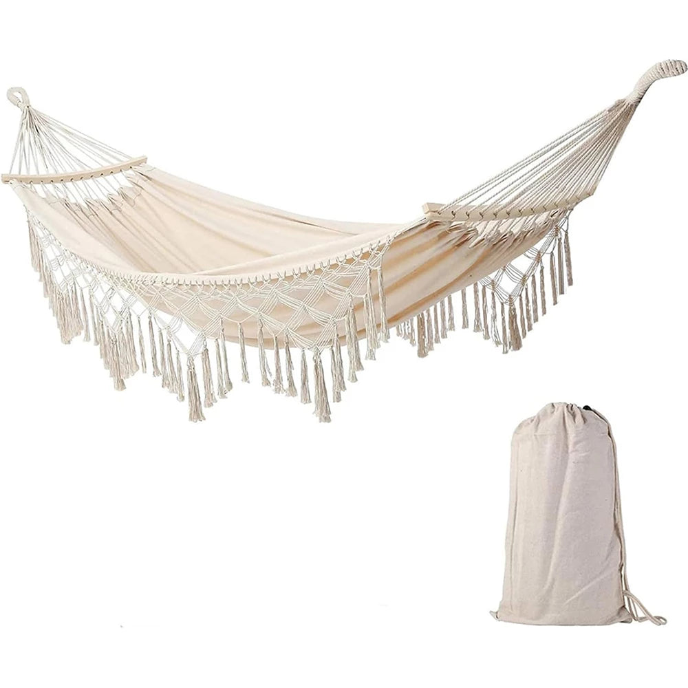 Double Hammock Hanging Swing -Boho Hammocks Load-bearing 500lbs - Portable Hammock for Indoor Outdoor Patio Yard Garden