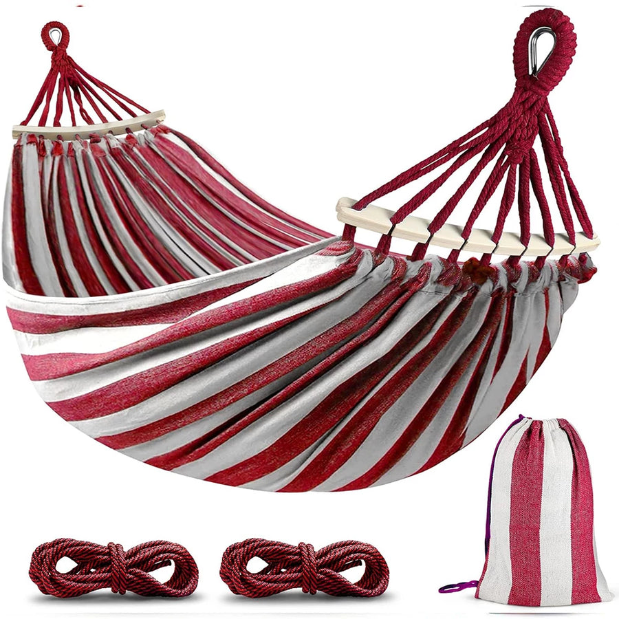 Hammocks Portable Camping Hammock Upgraded 550lb Comfortable Fabric Hammock with Two Anti Roll Balance Beam