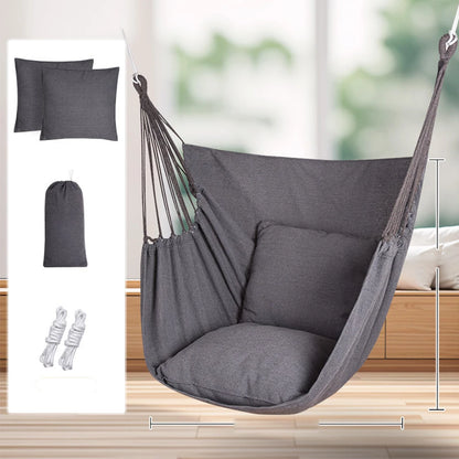 Deluxe Hammock Chair, Hanging Hammock Chair, Rope Swing and 2 Cushions Included, Sturdy & Durable Soft Cotton Hand Woven Hammock Swing for Bedroom, Porch, Patio-Indoor/Outdoor